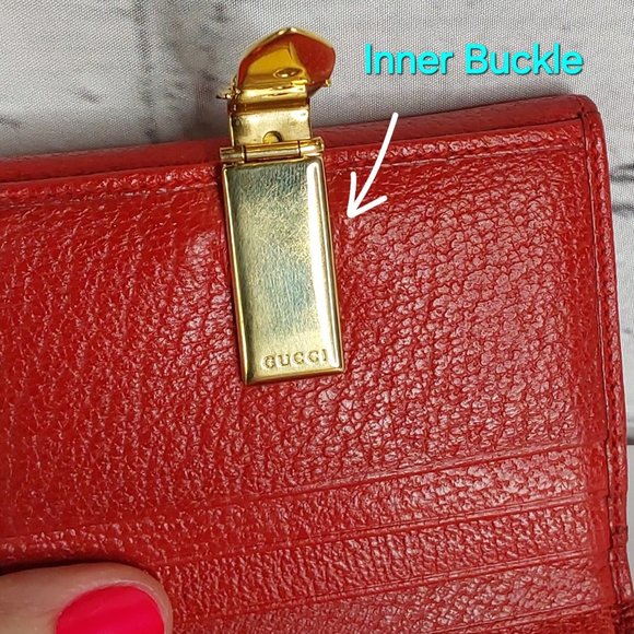 'GUCCI' 'CINGHIALE MACULATO~ROSSO' LEATHER GOLD BUCKLE TRIFOLD WALLET, BOX & BAG - Picture 11 of 16